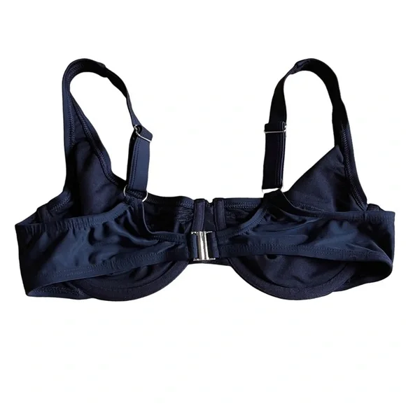 Ellos Bikini Swim Top Sz 10 Black Sexy Modern Underwire Lined Full Coverage - Picture 4 of 6